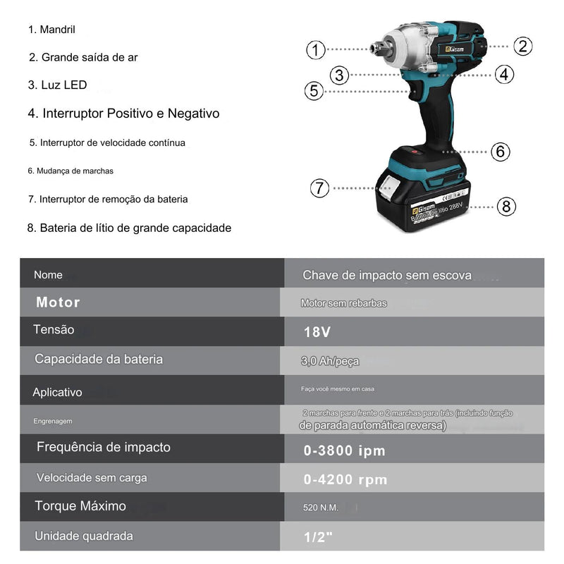 Parafusadeira de Impacto 18v