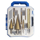 Kit Brocas Escalonadas Titânio + Punção Automático