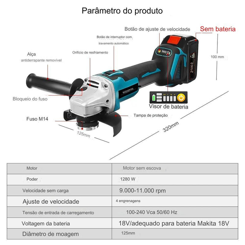 Esmerilhadeira Elétrico Sem Fio